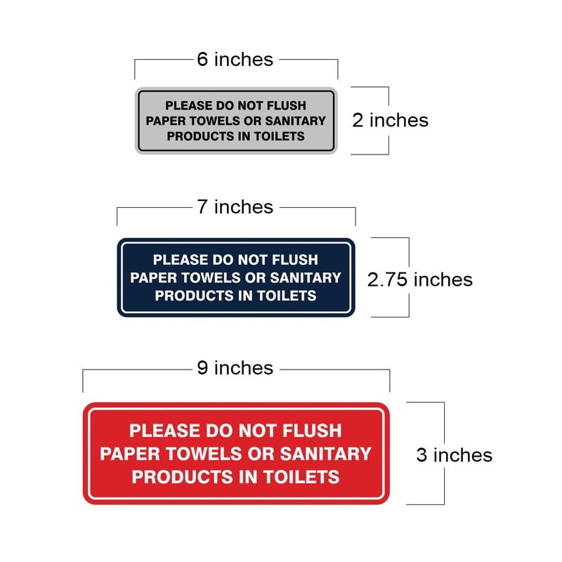 All Quality Standard Please Do Not Flush Paper Towels or Feminine Products in Toilets Door or Wall Sign | Black - Large (1 Pack) - Image 5